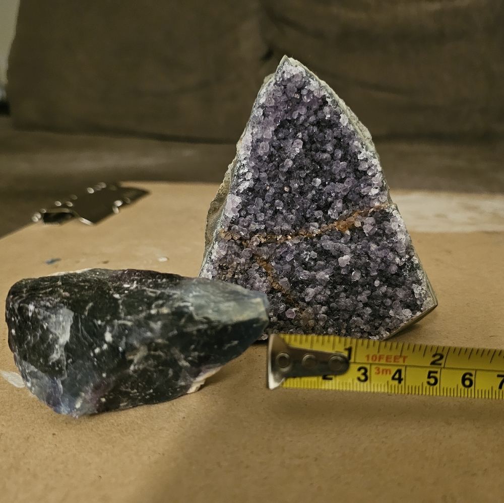 Amethyst & Raw Fluorite Home Decor Rock Crystal Gem Metaphysical Healing Stones